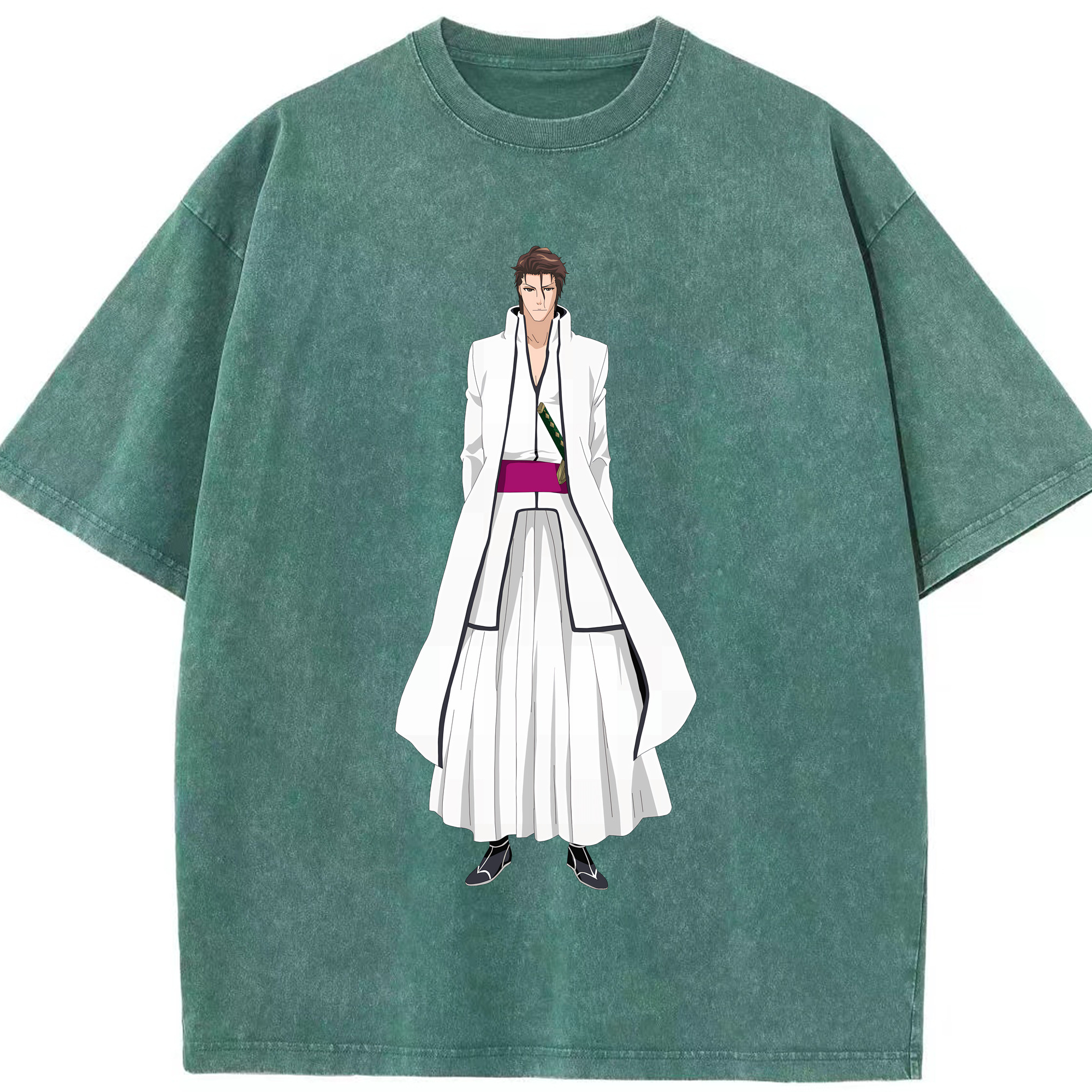 （画像用） ブリーチ 藍染 惣右介（あいぜん そうすけ） BLEACH Aizen Sousuke 綿100% ヴィンテージ風 半袖Tシャツ（フロントプリント）